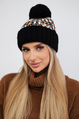 Czapka damska z pomponem Ellen K325 czarna uniwersalny