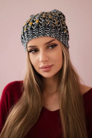 Czapka damska z pomponem Maria K335 ciemno szara uniwersalny