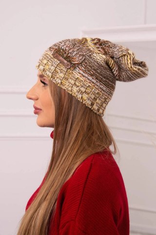 Czapka z polarem Monika K256 brązowy+żółty uniwersalny