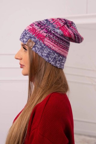 Czapka z polarem Monika K256 różowy+ciemny fioletowy uniwersalny