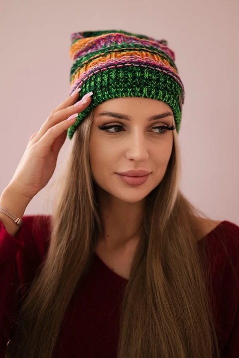 Czapka z polarem Patrycja K254 fioletowy+zielony neon uniwersalny