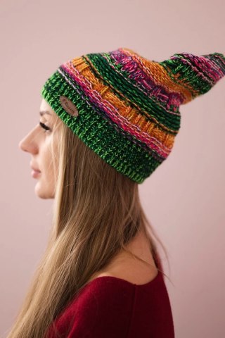 Czapka z polarem Patrycja K254 fioletowy+zielony neon uniwersalny