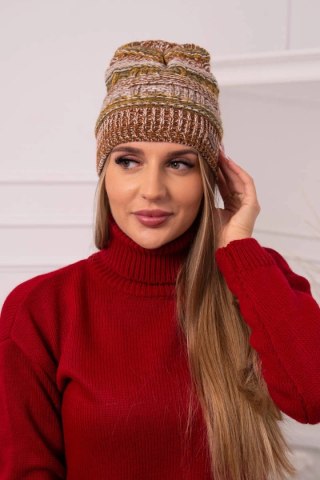 Czapka z polarem Patrycja K254 khaki+camelowy uniwersalny