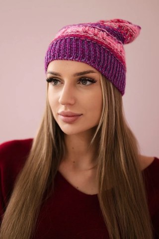 Czapka z polarem Patrycja K254 różowy neon+fioletowy uniwersalny