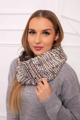KN16 Komin damski ecru+mocca uniwersalny