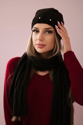 Komplet damski z szalem Melania K389 brązowy uniwersalny