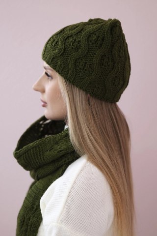 Komplet damski z szalem Michalina K415 khaki uniwersalny