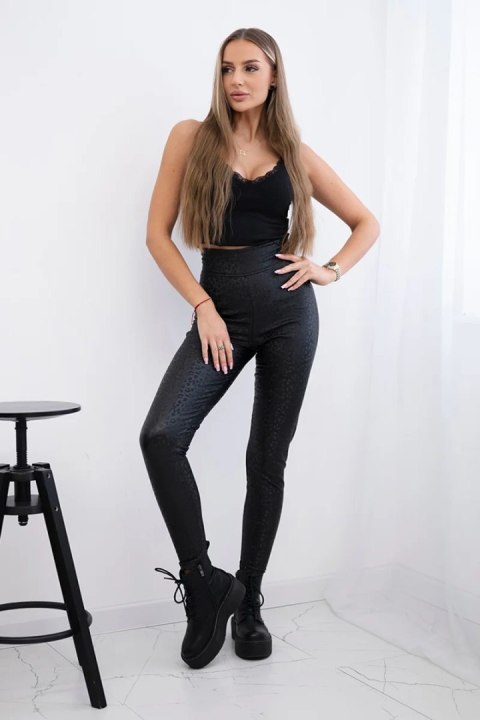 Spodnie legginsy z wysokim stanem czarne S-M-L