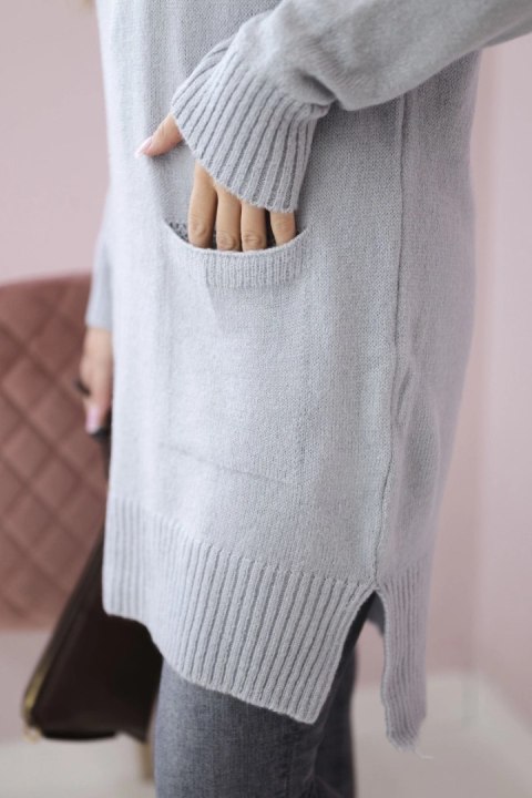 Sweter ze stójką jasny szary uniwersalny