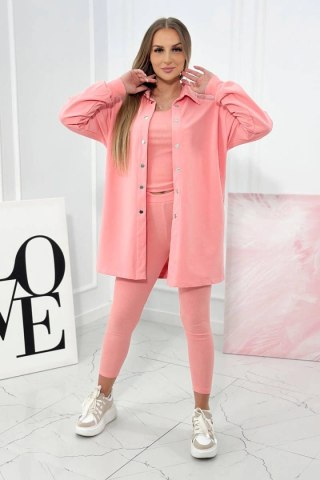 Komplet 3-częściowy bluza, top i legginsy morelowy uniwersalny