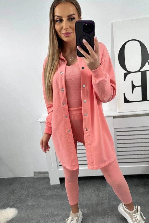 Komplet 3-częściowy bluza, top i legginsy morelowy uniwersalny