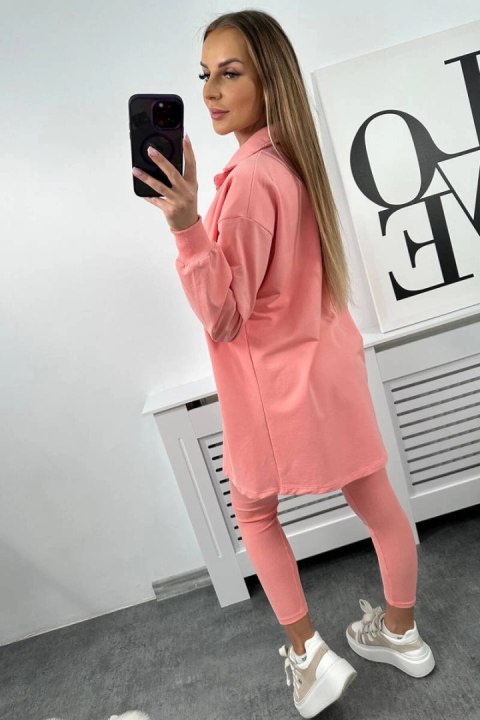 Komplet 3-częściowy bluza, top i legginsy morelowy uniwersalny
