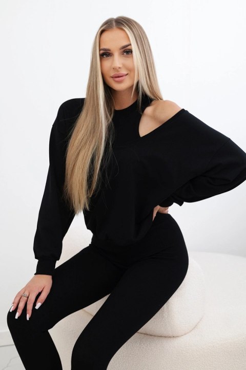 Komplet 3-częściowy bluza + top + legginsy czarny uniwersalny