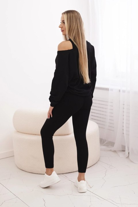 Komplet 3-częściowy bluza + top + legginsy czarny uniwersalny