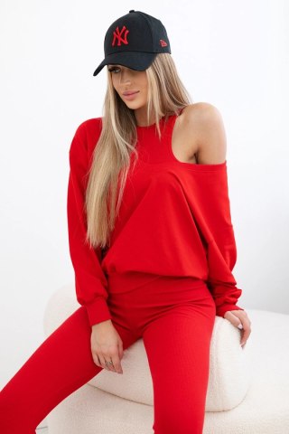 Komplet 3-częściowy bluza + top + legginsy czerwony uniwersalny