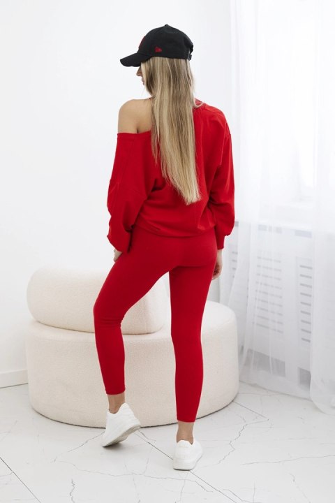 Komplet 3-częściowy bluza + top + legginsy czerwony uniwersalny