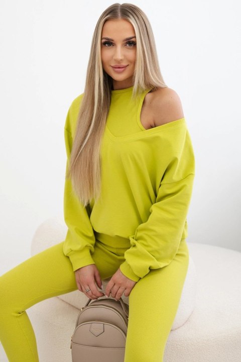 Komplet 3-częściowy bluza + top + legginsy kiwi uniwersalny