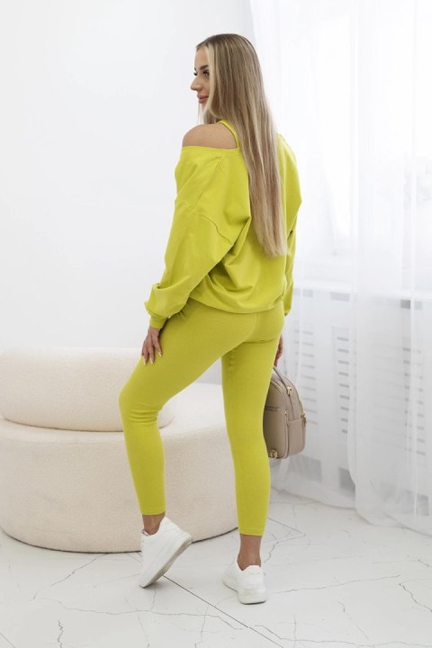 Komplet 3-częściowy bluza + top + legginsy kiwi uniwersalny