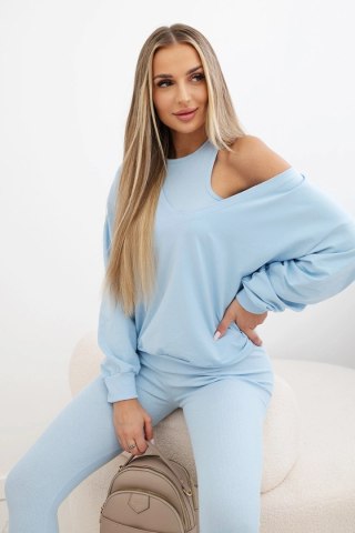 Komplet 3-częściowy bluza + top + legginsy niebieski uniwersalny