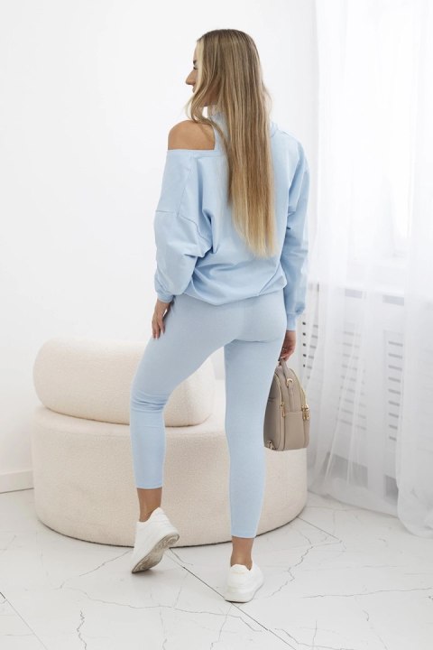 Komplet 3-częściowy bluza + top + legginsy niebieski uniwersalny