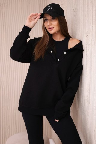Komplet 3 w 1 bluza, top i legginsy czarny uniwersalny