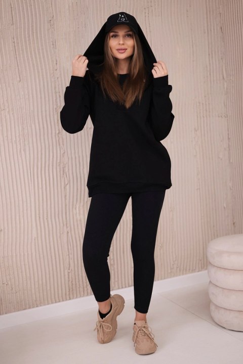 Komplet 3 w 1 bluza, top i legginsy czarny uniwersalny