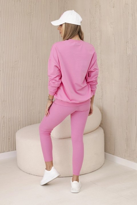 Komplet bawełniany bluza + legginsy jasny różowy uniwersalny