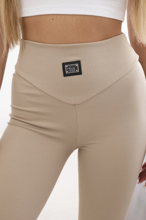 Legginsy prążkowane beżowe uniwersalny Legginsy prążkowane beżowe uniwersalny