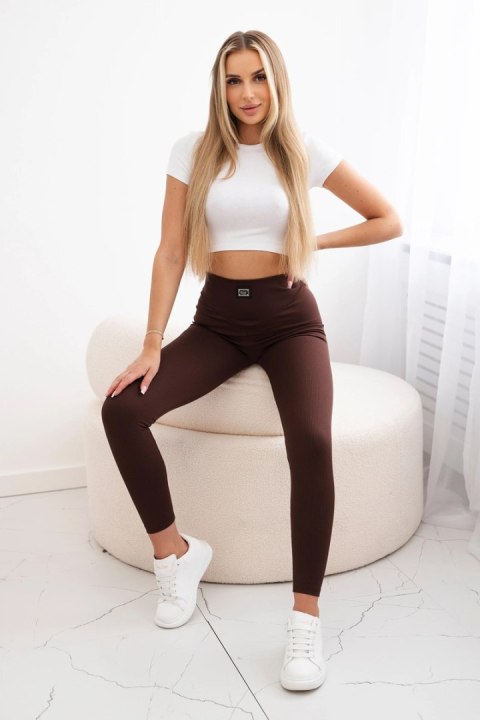 Legginsy prążkowane brązowe uniwersalny Legginsy prążkowane brązowe uniwersalny