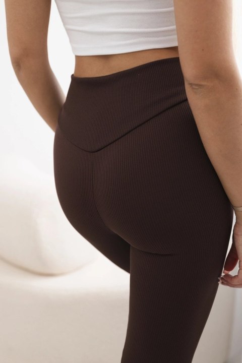 Legginsy prążkowane brązowe uniwersalny Legginsy prążkowane brązowe uniwersalny