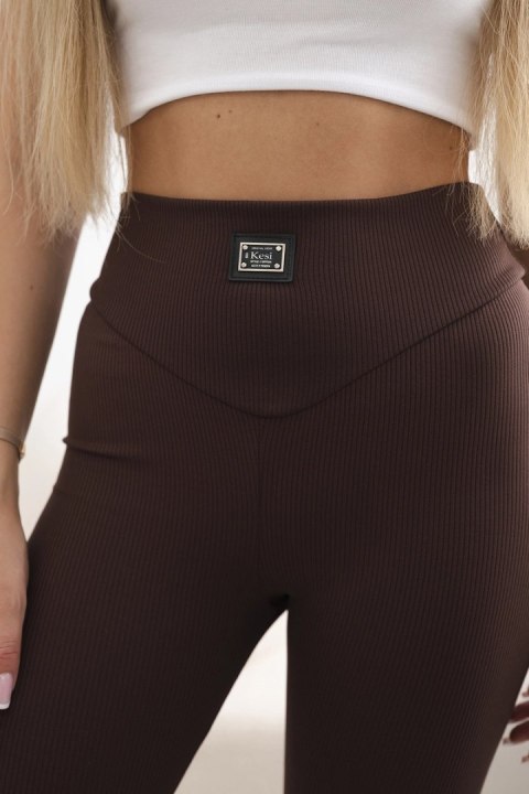 Legginsy prążkowane brązowe uniwersalny Legginsy prążkowane brązowe uniwersalny