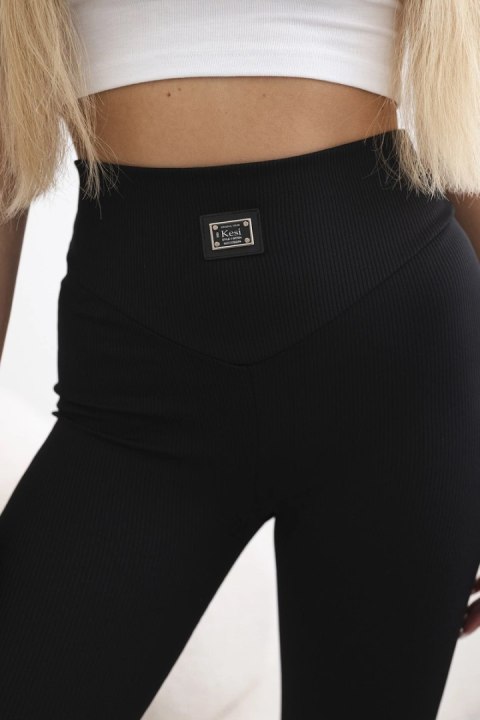 Legginsy prążkowane czarne uniwersalny Legginsy prążkowane czarne uniwersalny
