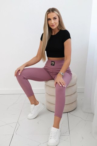 Legginsy w prążek z wysokim stanem ciemno różowe uniwersalny