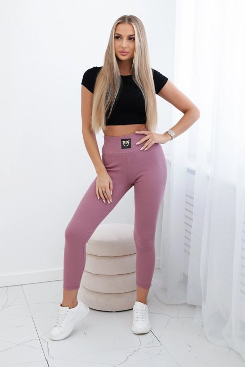 Legginsy w prążek z wysokim stanem ciemno różowe uniwersalny