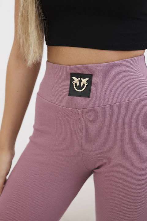 Legginsy w prążek z wysokim stanem ciemno różowe uniwersalny