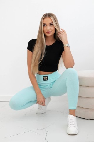 Legginsy w prążek z wysokim stanem jasno miętowe uniwersalny
