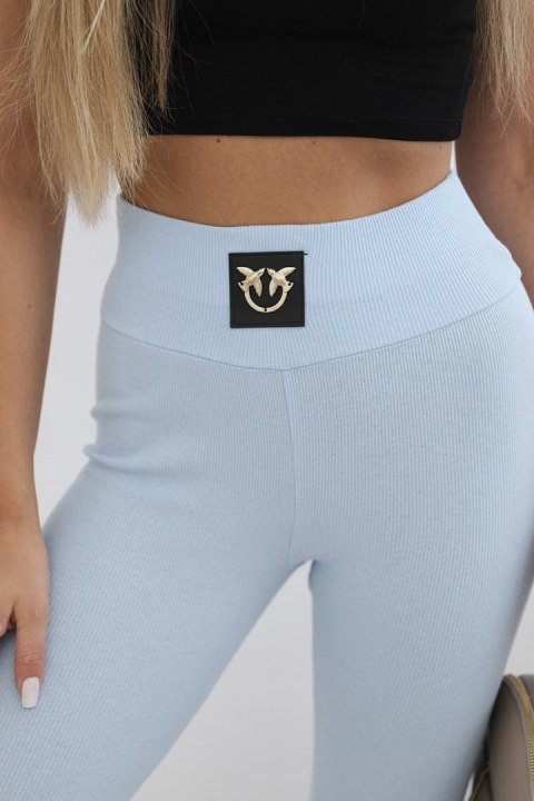 Legginsy w prążek z wysokim stanem niebieskie uniwersalny