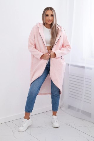 Bluza ocieplana długa pudrowy róż melanż uniwersalny
