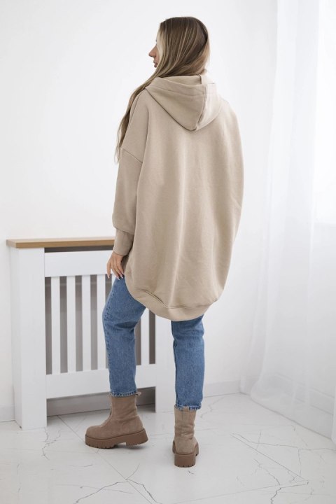 Bluza ocieplana oversize jasno beżowa uniwersalny