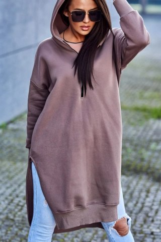 Bluza ocieplana z rozcięciami na bokach mocca uniwersalny