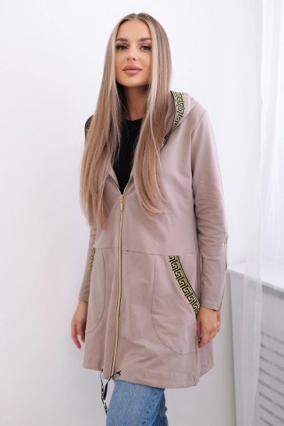 Bluza z ozdobną taśmą ciemno beżowa uniwersalny
