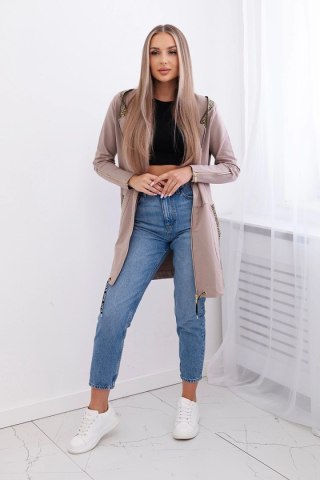Bluza z ozdobną taśmą ciemno beżowa uniwersalny