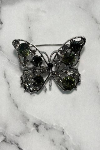 Broszka Motyl A-2-21-7 zielony + srebrny uniwersalny