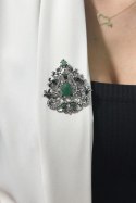 Broszka XZ459-191 srebrny + zielony uniwersalny