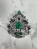 Broszka XZ459-191 srebrny + zielony uniwersalny