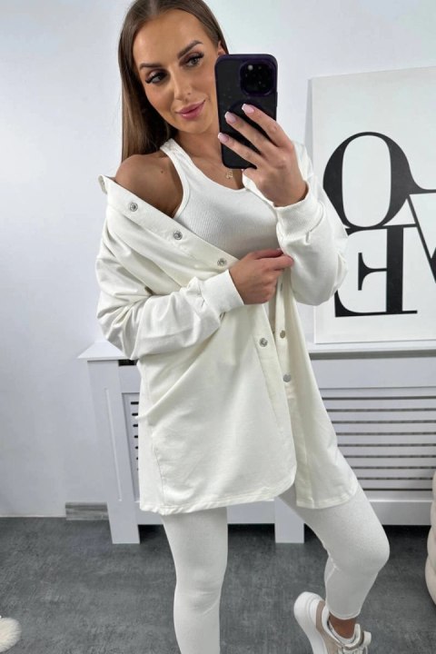Komplet 3-częściowy bluza, top i legginsy ecru uniwersalny
