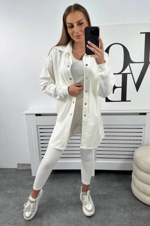 Komplet 3-częściowy bluza, top i legginsy ecru uniwersalny