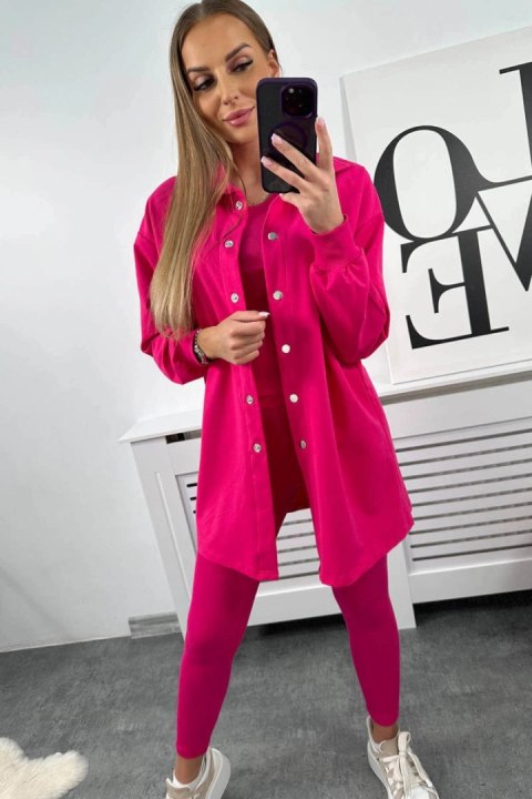 Komplet 3-częściowy bluza, top i legginsy fuksja uniwersalny