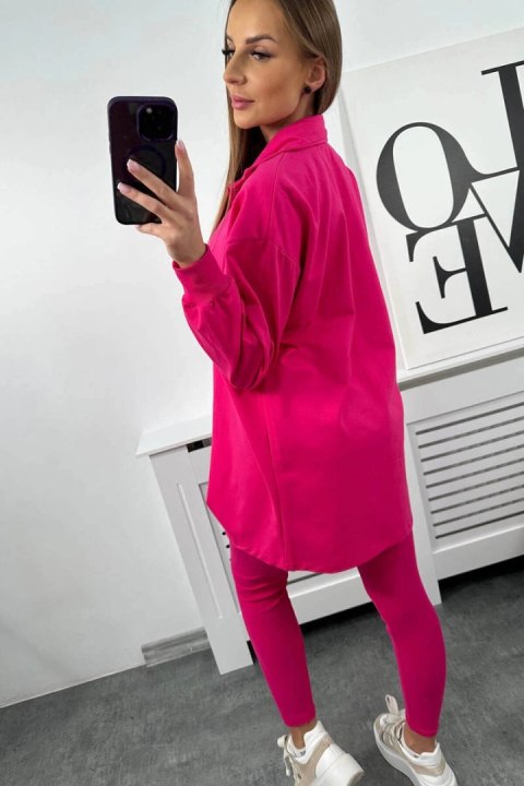 Komplet 3-częściowy bluza, top i legginsy fuksja uniwersalny