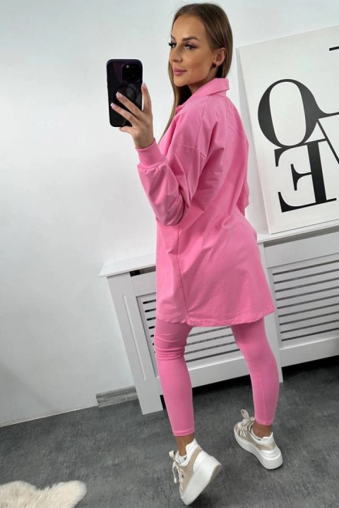 Komplet 3-częściowy bluza, top i legginsy jasny różowy uniwersalny